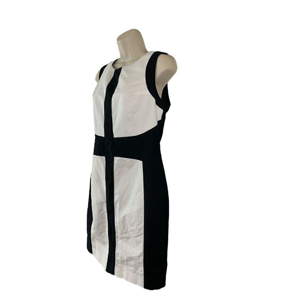 Willi Smith Black/White Color Blocked Sleeveless Shift Dress Size 8 - Picture 2 of 7
